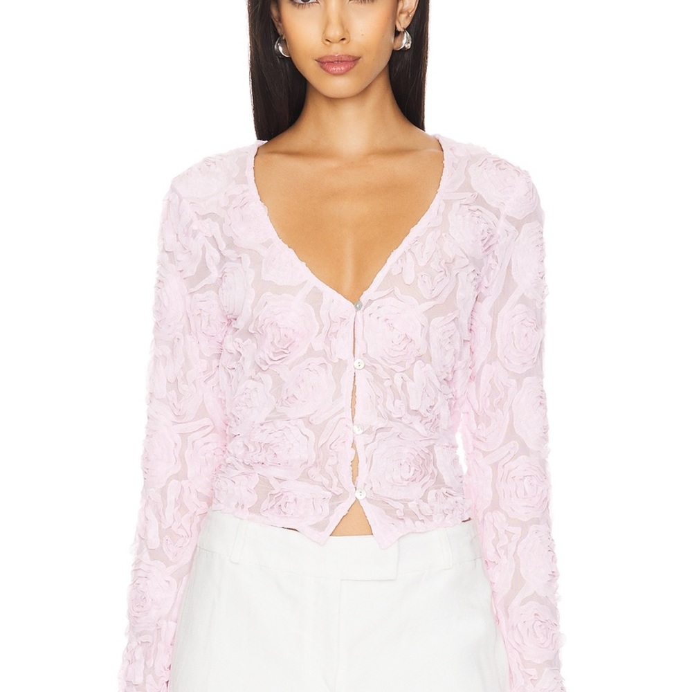 Show Me Your MuMu Pink Ruffled Buttoned Blouse
